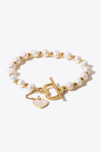 Load image into Gallery viewer, Freshwater Pearl Heart Charm Bracelet
