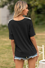 Load image into Gallery viewer, Color Block V Neck Tee
