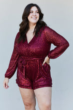 Load image into Gallery viewer, Haptics Full Size Sequin Belted V-Neck Romper
