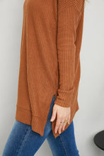 Load image into Gallery viewer, Zenana Full Size Waffle-Knit Slit V-Neck Tunic Top
