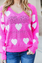 Load image into Gallery viewer, ADORA Heart Print V-Neck Knit Pullover
