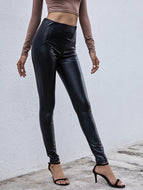 Full Run & Long PU Black Leggings