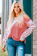 Load image into Gallery viewer, Leopard Color Block Cold-Shoulder Top
