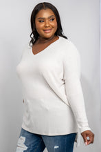 Load image into Gallery viewer, Zenana Full Size Side Slit Drop Shoulder Waffle-Knit Top in Bone
