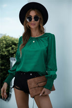 Load image into Gallery viewer, Ruched Round Neck Keyhole Back Blouse
