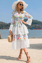 Load image into Gallery viewer, Floral V-Neck Layered Spliced Lace Dress
