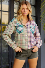 Load image into Gallery viewer, Contrast Plaid Long Sleeve Collared Neck Shirt
