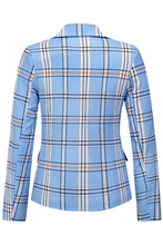 Load image into Gallery viewer, Plaid Buttoned Tulip Hem Blazer
