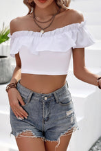 Load image into Gallery viewer, Off-Shoulder Ruffled Cropped Top
