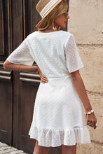 Load image into Gallery viewer, Swiss Dot Ruffle Trim V-Neck Dress

