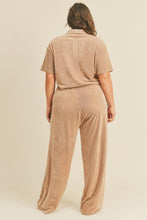 Load image into Gallery viewer, Kimberly C Full Size Cropped Polo Shirt and Wide Leg Pants Set in Taupe
