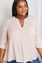 Load image into Gallery viewer, Blu Pepper Full Size Notched Decorative Button Blouse
