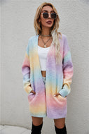 Multicolored Gradient Open Front Longline Cardigan
