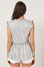 Load image into Gallery viewer, Frill Trim V-Neck Metallic Blouse

