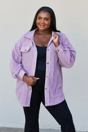 Heimish Full Size Button-Up Shirt Jacket in Purple