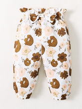 Load image into Gallery viewer, Girls Ribbed Top and Floral Bow Detail Pants Set
