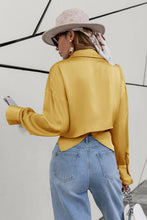 Load image into Gallery viewer, Satin Bishop Sleeve Cropped Wrap Top
