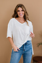 Load image into Gallery viewer, Zenana All-Nighter Full Size Run High-Low V-Neck Tee in Ivory
