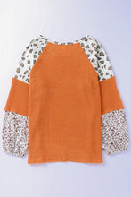 Load image into Gallery viewer, Leopard Contrast Waffle Knit Top

