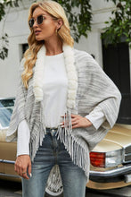 Load image into Gallery viewer, Heathered Dolman Sleeve Fringed Poncho

