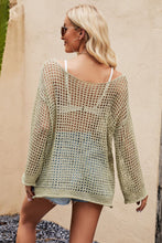 Load image into Gallery viewer, Openwork Round Neck Long Sleeve Cover Up
