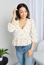 Load image into Gallery viewer, Blu Pepper Floral Three-Quarter Sleeve Peplum Blouse
