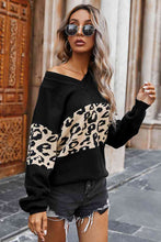 Load image into Gallery viewer, Leopard Print Color Block V-Neck Sweater
