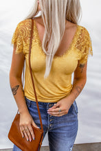 Load image into Gallery viewer, Spliced Lace Scoop Neck T-Shirt
