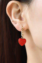 Load image into Gallery viewer, Rhinestone Heart Chain Drop Earrings
