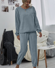 Load image into Gallery viewer, Dropped Shoulder Teddy Lounge Set
