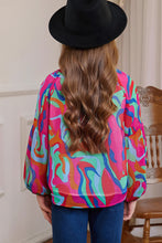 Load image into Gallery viewer, Girls Printed Notched Neck Puff Sleeve Blouse
