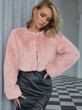 Load image into Gallery viewer, Round Neck Cropped Teddy Jacket
