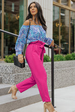 Load image into Gallery viewer, Belted Paperbag Waist Straight Leg Pants with Pockets
