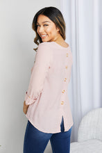 Load image into Gallery viewer, Blu Pepper Full Size Notched Decorative Button Blouse

