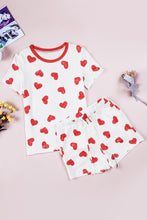 Load image into Gallery viewer, Heart Print Tee and Drawstring Shorts Loungewear Set
