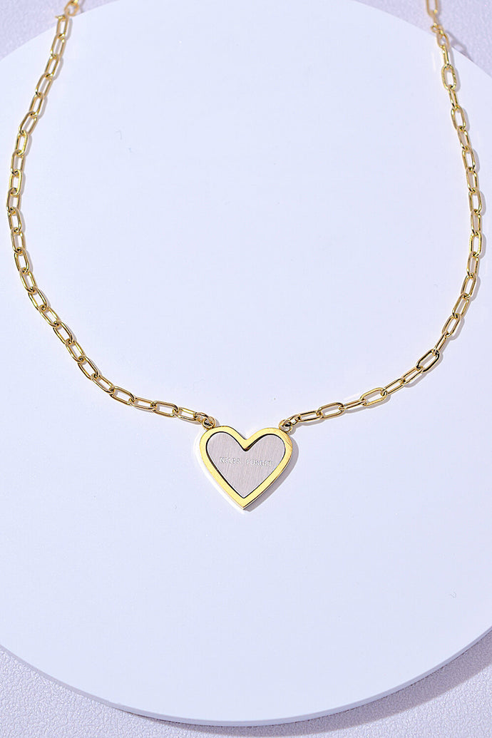 NEVER FORGET Heart Pendant Necklace