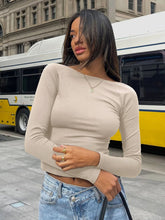 Load image into Gallery viewer, Backless Round Neck Long Sleeve Blouse
