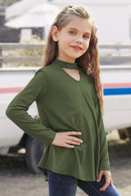 Load image into Gallery viewer, Girls Cutout Mock Neck Zip-Back Top
