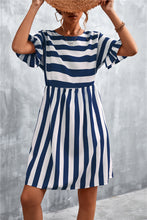 Load image into Gallery viewer, Striped Flounce Sleeve Dress

