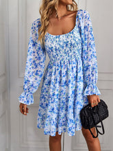 Load image into Gallery viewer, Floral Smocked Ruffle Hem Flounce Sleeve Dress
