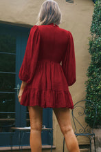 Load image into Gallery viewer, Smocked Balloon Sleeve Ruffle Hem Dress
