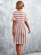 Load image into Gallery viewer, Striped Flounce Sleeve Dress
