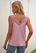 Load image into Gallery viewer, Swiss Dot Lace Trim V-Neck Tank
