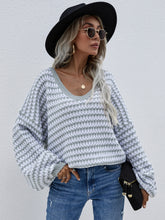 Load image into Gallery viewer, Striped Horizontal Ribbing Scoop Neck Sweater
