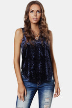 Load image into Gallery viewer, Lace Trim Velvet Cami Top
