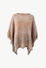 Load image into Gallery viewer, Heathered Boat Neck Fringed Poncho
