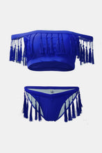 Load image into Gallery viewer, Tassel Tie Off-Shoulder Bikini Set
