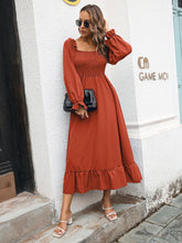 Load image into Gallery viewer, Smocked Ruffle Hem Flounce Sleeve Dress
