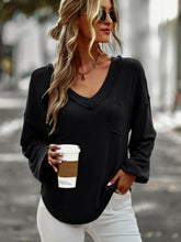 Load image into Gallery viewer, Seam Detail V-Neck Lantern Sleeve Top
