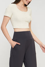 Load image into Gallery viewer, Round Neck Short Sleeve Cropped Sports Top
